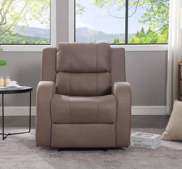 English Elm Modern Faux Leather Manual Recliner Chair for Living Room Home Office or Bedroom B205P241925
