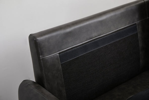 English Elm Pu Leather Channel Stitch Sofa with Deep Seat for Modern Living Room Comfort Gray B205P533938