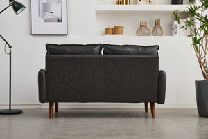English Elm Pu Leather Channel Stitch Sofa with Deep Seat for Modern Living Room Comfort Gray B205P533938