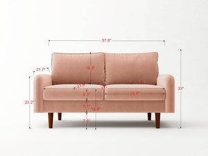 English Elm Pu Leather Channel Stitch Loveseat Modern Compact Sofa for Living Room or Office Gray B205P533939