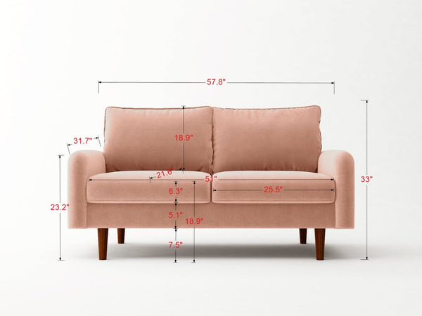 English Elm Pu Leather Channel Stitch Loveseat Modern Compact Sofa for Living Room or Office Gray B205P533939