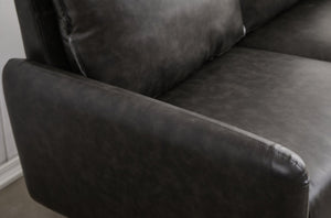 English Elm Pu Leather Channel Stitch Loveseat Modern Compact Sofa for Living Room or Office Gray B205P533939