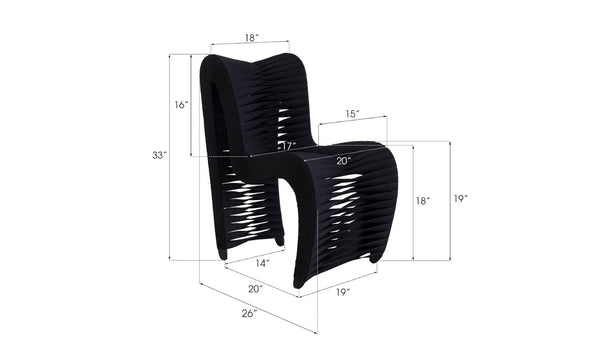 Phillips Collection Seat Belt Dining Chair - Modern Organic Design with Woven Strap Back, Perfect for Any Dining Space Black/Black B2061BB