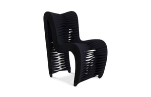 Phillips Collection Seat Belt Dining Chair - Modern Organic Design with Woven Strap Back, Perfect for Any Dining Space Black/Black B2061BB