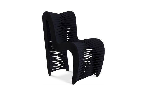 Phillips Collection Seat Belt Dining Chair - Modern Organic Design with Woven Strap Back, Perfect for Any Dining Space Black/Black B2061BB