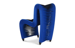 Phillips Collection Seat Belt Dining Chair - Modern Organic Design with Woven Strap Back, Perfect for Any Dining Space Blue/Black B2061BL