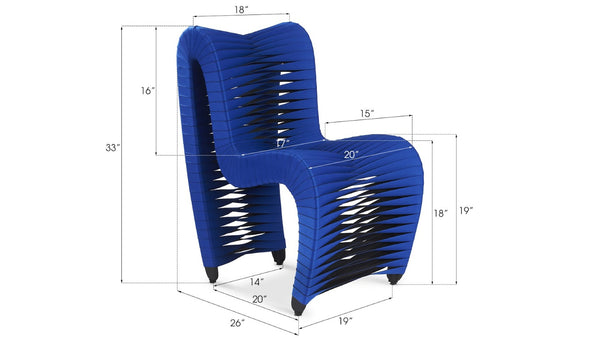 Phillips Collection Seat Belt Dining Chair - Modern Organic Design with Woven Strap Back, Perfect for Any Dining Space Blue/Black B2061BL