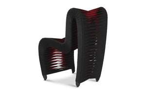 Phillips Collection Seat Belt Dining Chair - Modern Organic Design with Woven Strap Back, Perfect for Any Dining Space Black/Red B2061BZ
