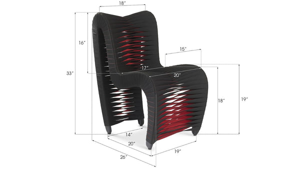 Phillips Collection Seat Belt Dining Chair - Modern Organic Design with Woven Strap Back, Perfect for Any Dining Space Black/Red B2061BZ