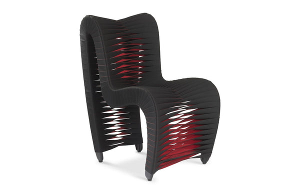 Phillips Collection Seat Belt Dining Chair - Modern Organic Design with Woven Strap Back, Perfect for Any Dining Space Black/Red B2061BZ