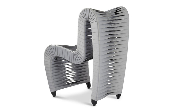 Phillips Collection Seat Belt Dining Chair - Modern Organic Design with Woven Strap Back, Perfect for Any Dining Space Gray/Gray B2061GG