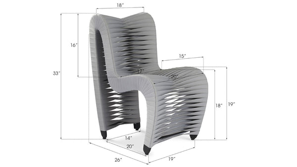 Phillips Collection Seat Belt Dining Chair - Modern Organic Design with Woven Strap Back, Perfect for Any Dining Space Gray/Gray B2061GG