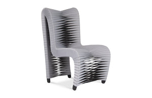 Phillips Collection Seat Belt Dining Chair - Modern Organic Design with Woven Strap Back, Perfect for Any Dining Space High Back Gray/Black B2061GH
