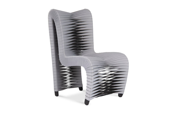 Phillips Collection Seat Belt Dining Chair - Modern Organic Design with Woven Strap Back, Perfect for Any Dining Space High Back Gray/Black B2061GH