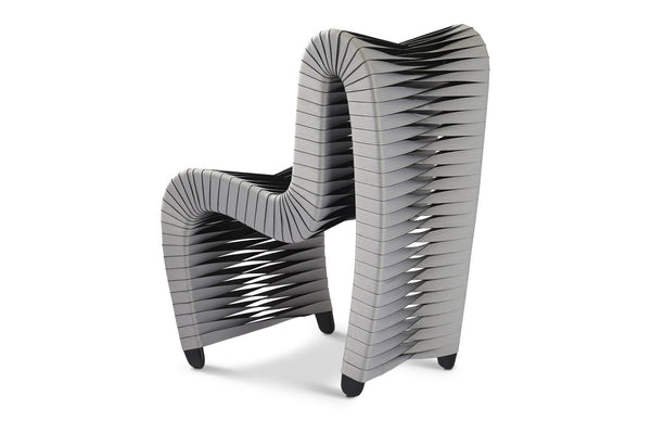 Phillips Collection Seat Belt Dining Chair - Modern Organic Design with Woven Strap Back, Perfect for Any Dining Space Gray/Black B2061GR