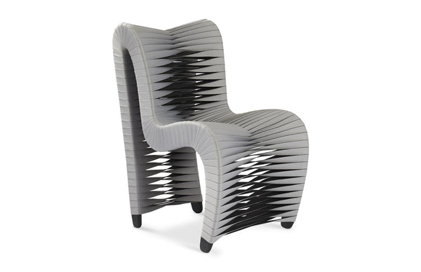 Phillips Collection Seat Belt Dining Chair - Modern Organic Design with Woven Strap Back, Perfect for Any Dining Space Gray/Black B2061GR