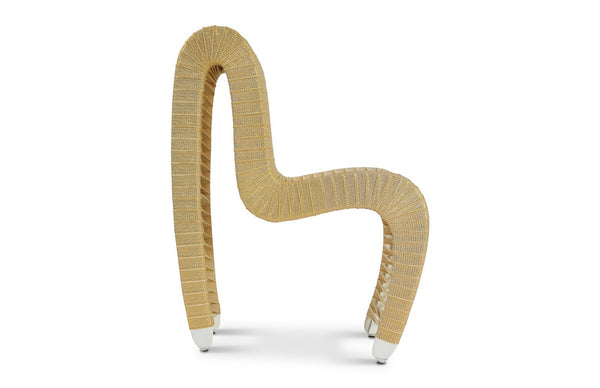 Phillips Collection Seat Belt Dining Chair - Modern Organic Design with Woven Strap Back, Perfect for Any Dining Space Gold, Metallic B2061GS