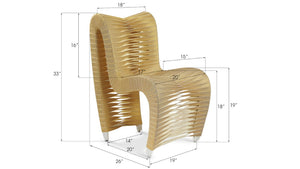 Phillips Collection Seat Belt Dining Chair - Modern Organic Design with Woven Strap Back, Perfect for Any Dining Space Gold, Metallic B2061GS