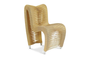 Phillips Collection Seat Belt Dining Chair - Modern Organic Design with Woven Strap Back, Perfect for Any Dining Space Gold, Metallic B2061GS