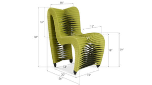 Phillips Collection Seat Belt Dining Chair - Modern Organic Design with Woven Strap Back, Perfect for Any Dining Space Green B2061GZ