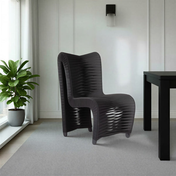 Phillips Collection Seat Belt Dining Chair - Modern Organic Design with Woven Strap Back, Perfect for Any Dining Space High Back, Black/Black B2061HB
