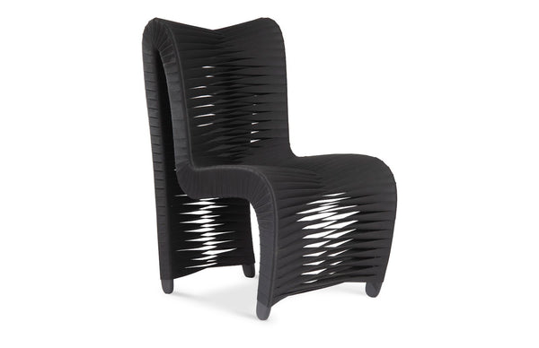 Phillips Collection Seat Belt Dining Chair - Modern Organic Design with Woven Strap Back, Perfect for Any Dining Space High Back, Black/Black B2061HB