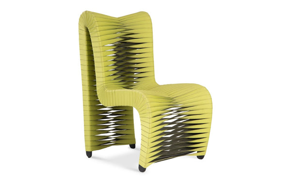 Phillips Collection Seat Belt Dining Chair - Modern Organic Design with Woven Strap Back, Perfect for Any Dining Space High Back, Green/Black B2061HG
