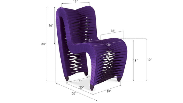 Phillips Collection Seat Belt Dining Chair - Modern Organic Design with Woven Strap Back, Perfect for Any Dining Space Purple B2061PU
