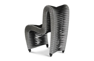 Phillips Collection Seat Belt Dining Chair - Modern Organic Design with Woven Strap Back, Perfect for Any Dining Space Silver, Metallic B2061SS