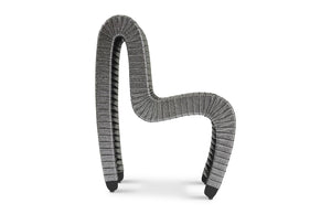 Phillips Collection Seat Belt Dining Chair - Modern Organic Design with Woven Strap Back, Perfect for Any Dining Space Silver, Metallic B2061SS