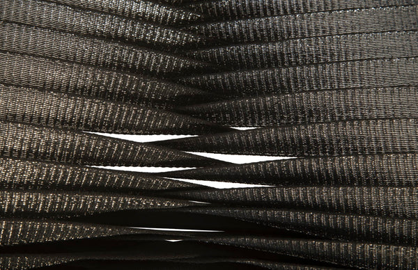 Phillips Collection Seat Belt Dining Chair - Modern Organic Design with Woven Strap Back, Perfect for Any Dining Space Silver, Metallic B2061SS