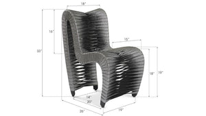 Phillips Collection Seat Belt Dining Chair - Modern Organic Design with Woven Strap Back, Perfect for Any Dining Space Silver, Metallic B2061SS