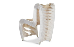 Phillips Collection Seat Belt Dining Chair - Modern Organic Design with Woven Strap Back, Perfect for Any Dining Space White/Off-White B2061WZ