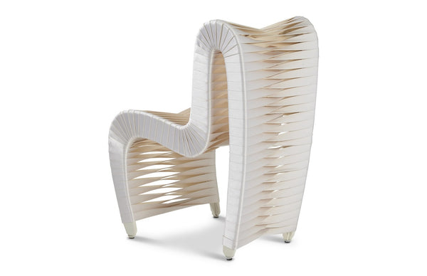 Phillips Collection Seat Belt Dining Chair - Modern Organic Design with Woven Strap Back, Perfect for Any Dining Space White/Off-White B2061WZ