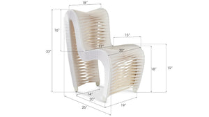 Phillips Collection Seat Belt Dining Chair - Modern Organic Design with Woven Strap Back, Perfect for Any Dining Space White/Off-White B2061WZ
