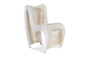 Phillips Collection Seat Belt Dining Chair - Modern Organic Design with Woven Strap Back, Perfect for Any Dining Space White/Off-White B2061WZ