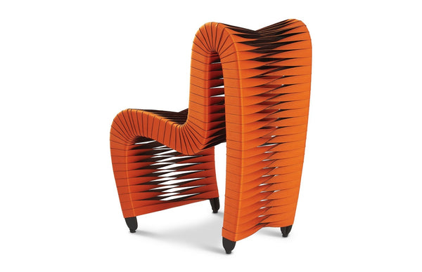 Phillips Collection Seat Belt Dining Chair - Modern Organic Design with Woven Strap Back, Perfect for Any Dining Space Orange B2061ZZ