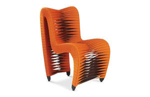 Phillips Collection Seat Belt Dining Chair - Modern Organic Design with Woven Strap Back, Perfect for Any Dining Space Orange B2061ZZ