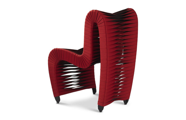 Phillips Collection Seat Belt Dining Chair - Modern Organic Design with Woven Strap Back, Perfect for Any Dining Space Red/Black B2062ZZ
