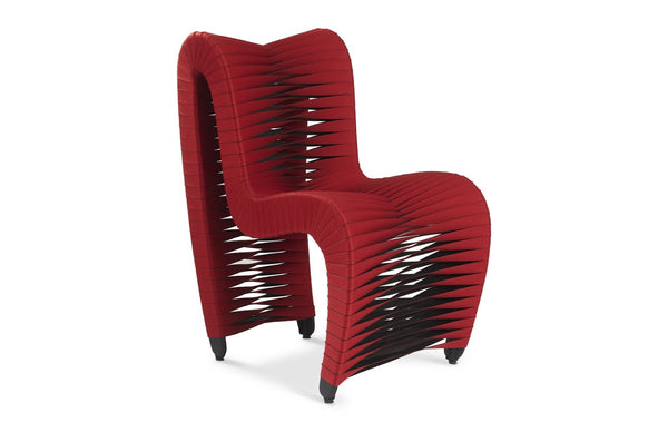 Phillips Collection Seat Belt Dining Chair - Modern Organic Design with Woven Strap Back, Perfect for Any Dining Space Red/Black B2062ZZ