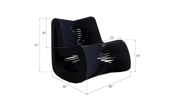 Phillips Collection Seat Belt Rocking Chair – Bold Modern Accent with Sculptural Design for Contemporary Living Spaces Black/Black B2063BB