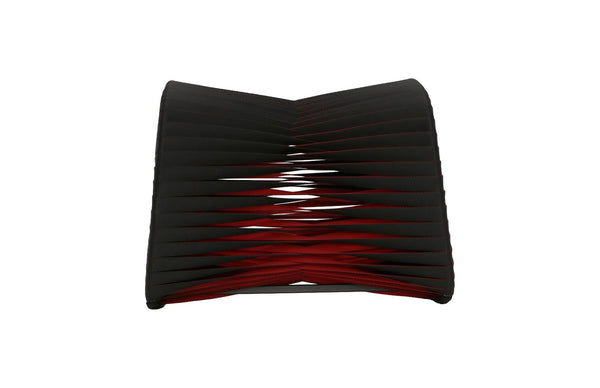 Phillips Collection Seat Belt Ottoman – Modern Artisan Accent Piece with Braided Strap Design for Stylish Interiors Black/Red B2064BZ