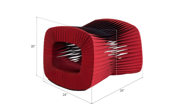 Phillips Collection Seat Belt Ottoman – Modern Artisan Accent Piece with Braided Strap Design for Stylish Interiors Red B2064RZ
