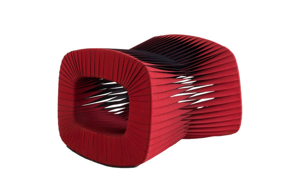 Phillips Collection Seat Belt Ottoman – Modern Artisan Accent Piece with Braided Strap Design for Stylish Interiors Red B2064RZ