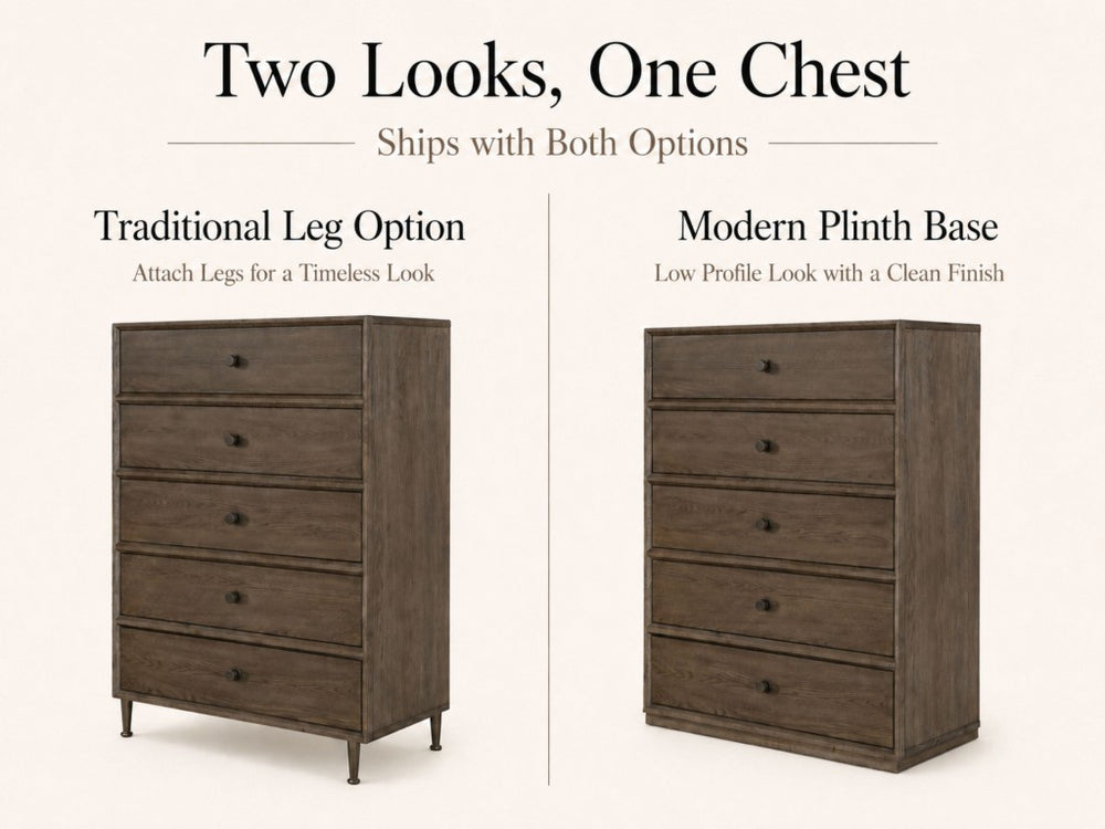English Elm American White Oak Nine Drawer Dresser with Soft Close Guides and Dual Base Options 5-Drawer Chest 40 x 19 x 50.25 inches B2699P569515