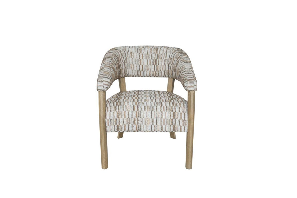 English Elm Modern Sculptural Arm Dining Chair Wheat Performance Fabric and Natural Wood Frame B2699P576218