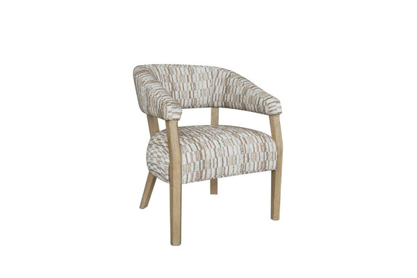 English Elm Modern Sculptural Arm Dining Chair Wheat Performance Fabric and Natural Wood Frame B2699P576218