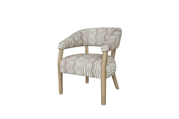English Elm Modern Sculptural Arm Dining Chair Wheat Performance Fabric and Natural Wood Frame B2699P576218