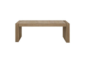 English Elm Modern White Oak Veneer Living Room Table with Wheat Grain Finish and Textured Panels Cocktail Table Ribbed Wood Legs B2699P584218