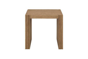 English Elm Modern White Oak Veneer Living Room Table with Wheat Grain Finish and Textured Panels End Table Ribbed Wood Sides B2699P584219